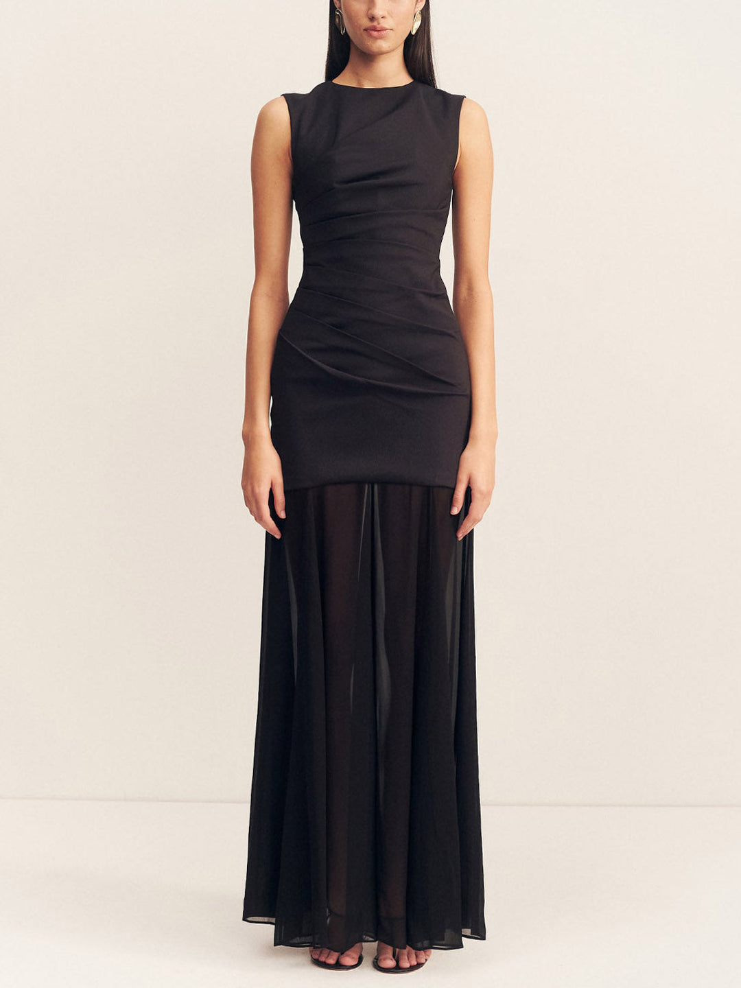 Elegant Casual Open Back Draped Maxi Dress