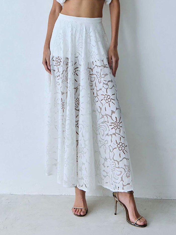 Elegant Lace Midi Skirt