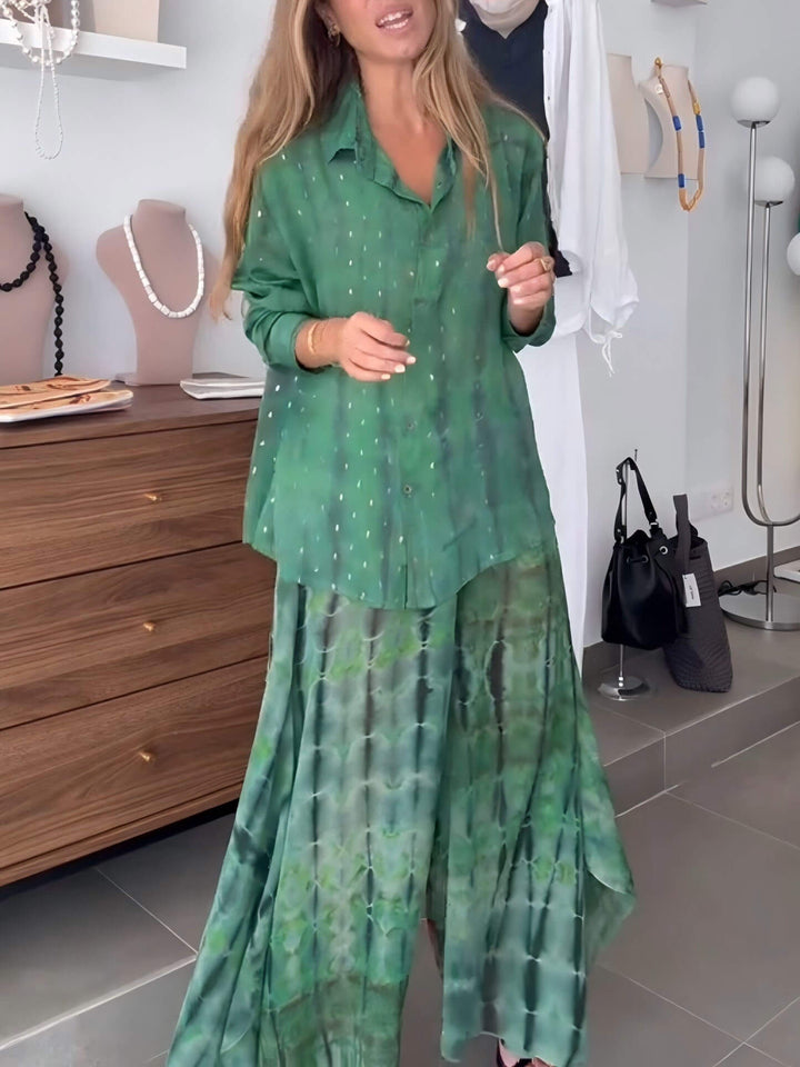 Unique Floral Print Chiffon Loose Button-Up Top