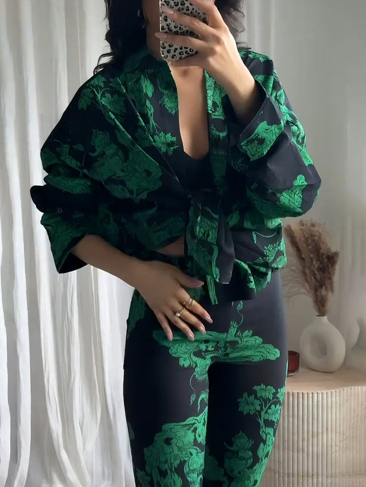 Exquisite Abstract Print Long Shirt