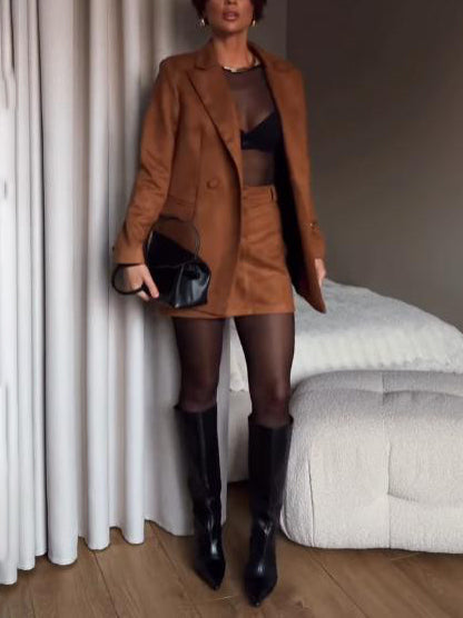 Casual Suede Lapel Blazer