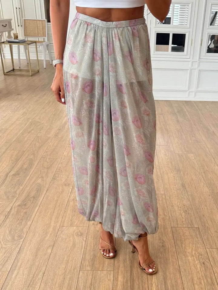 Exquisite Floral Print Chiffon Bloomers