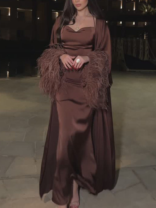 Elegant Slip Dress And Shawl Two-piece Set