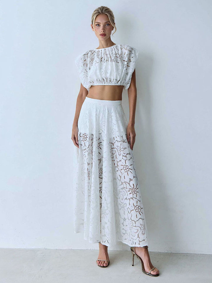Elegant Lace Midi Skirt