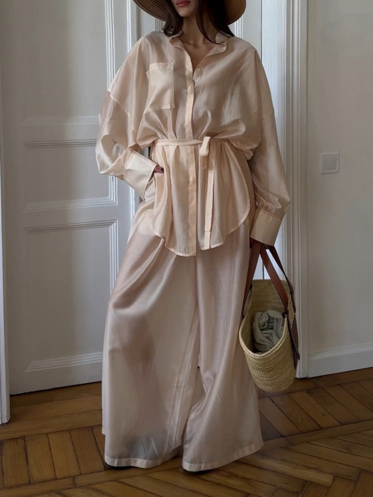 Elegant Sheer Wide-Leg Pants