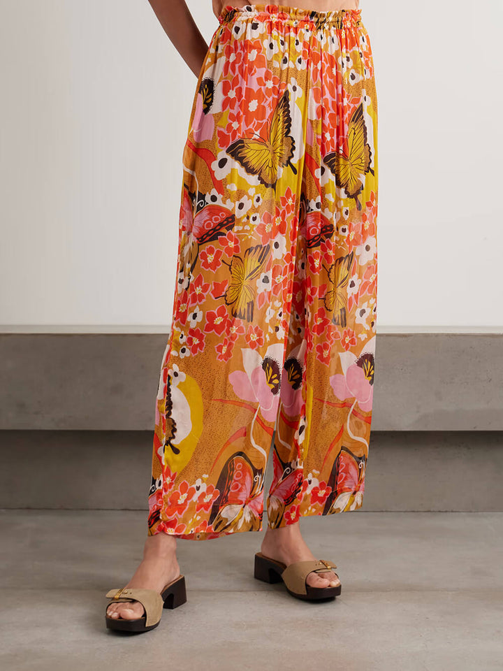 Unique Butterfly Print Relaxed Button-Up Shirt