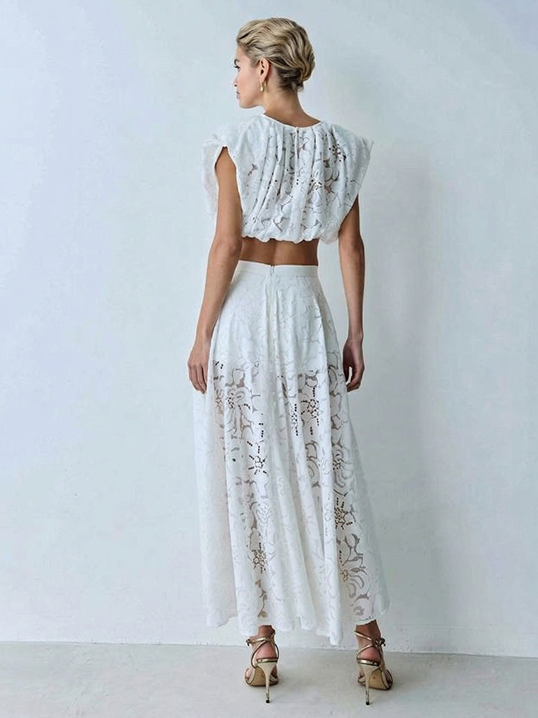 Elegant Lace Midi Skirt