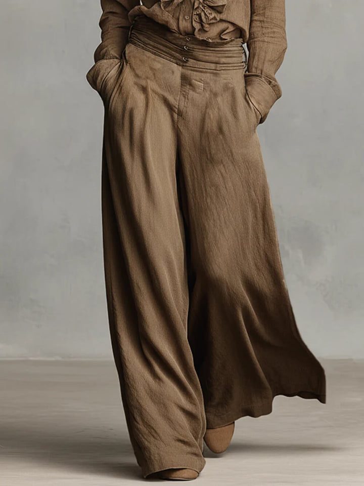 Unique Linen V-Neck Ruffle Collar Shirt