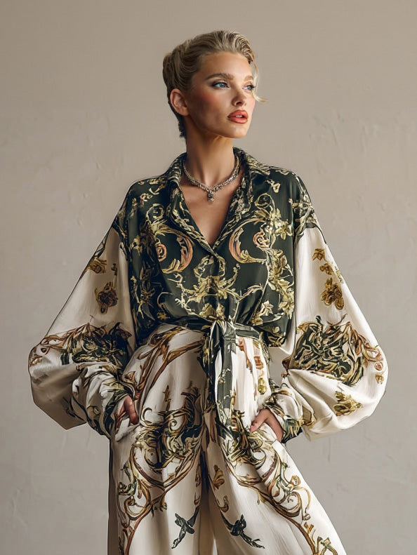 Retro Baroque Floral Print Shirt