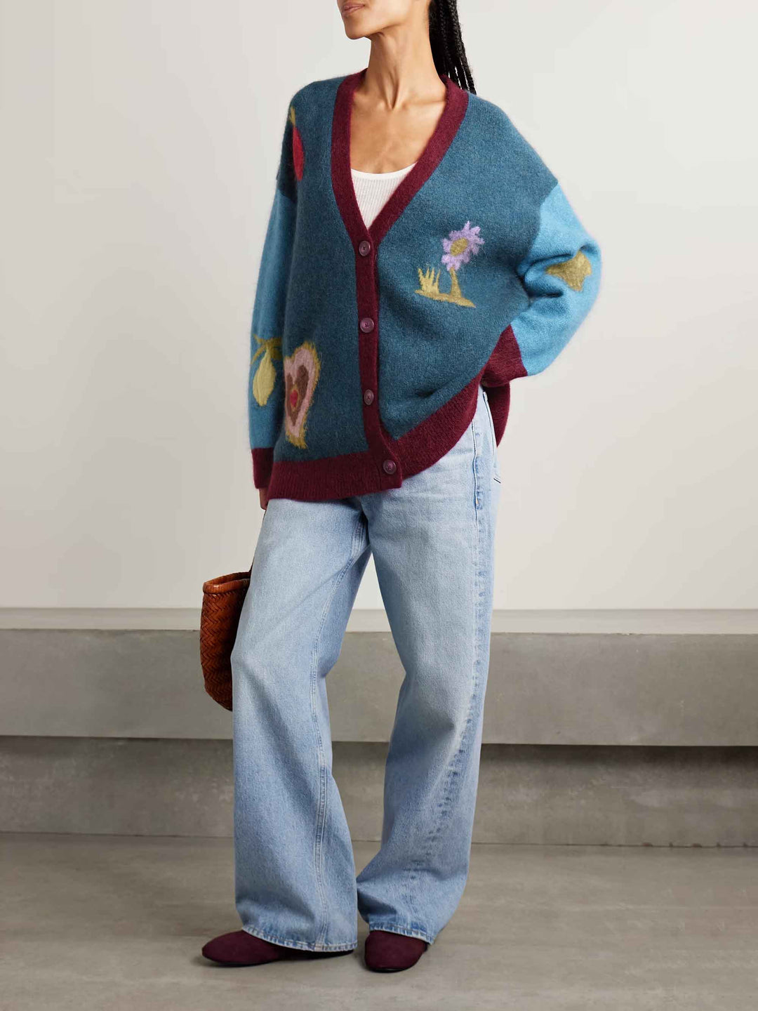 Casual Contrast Pattern Cardigan Jacket