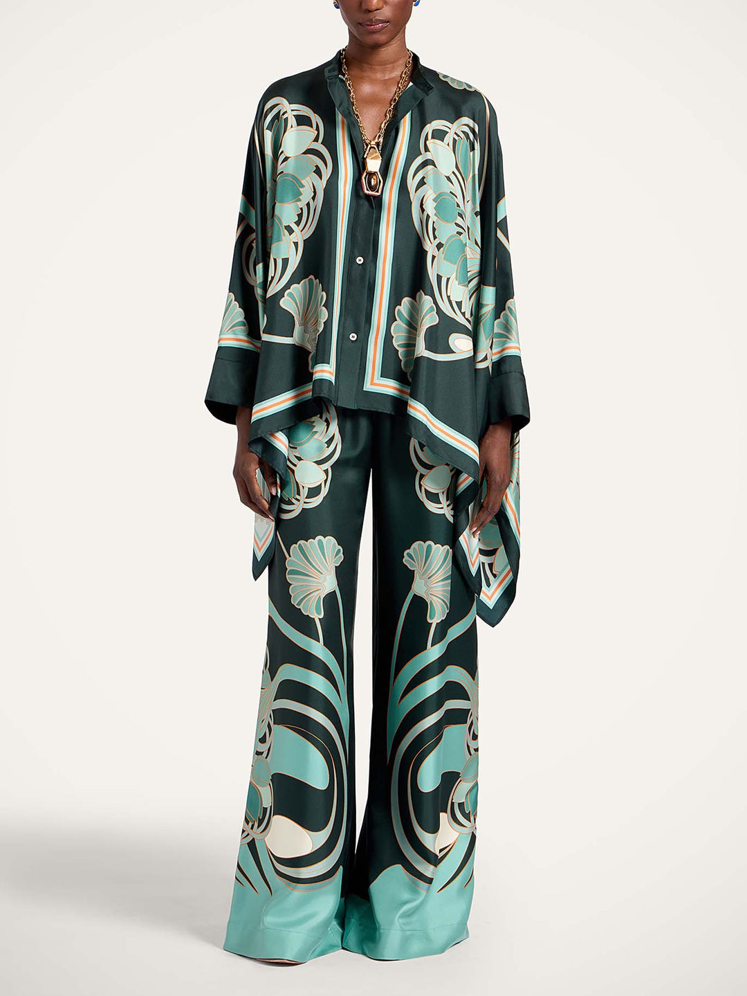 Elegant Abstract Print High-Waist Wide Leg Pants