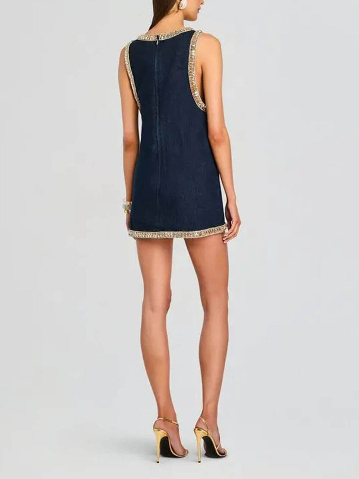 Fashion Sequin Embellished Denim Mini Dress