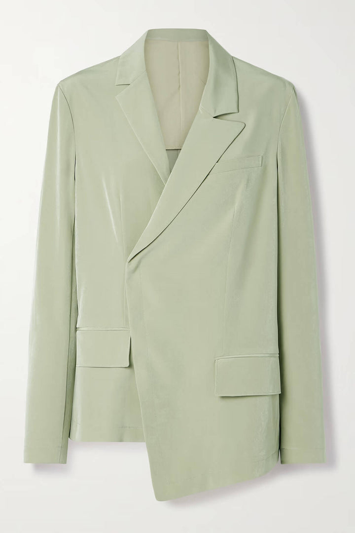 Fashion Asymmetric Crepe Blazer Pleated Pocket Wide-Leg Pants Set