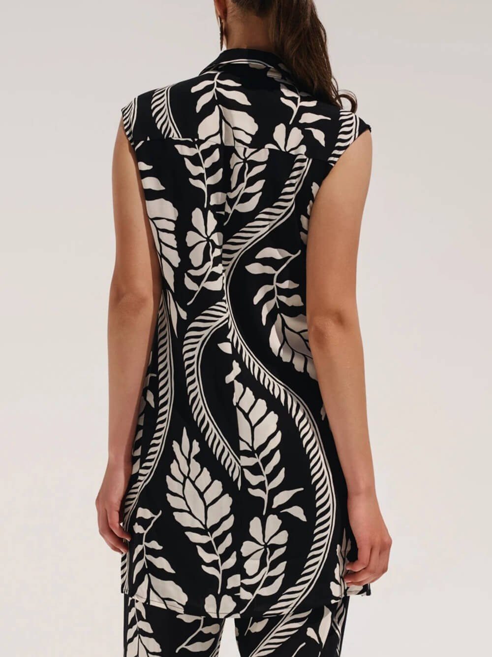 Unique High-Waisted Printed With Elastic Belt Pocket Straight-Leg Pants