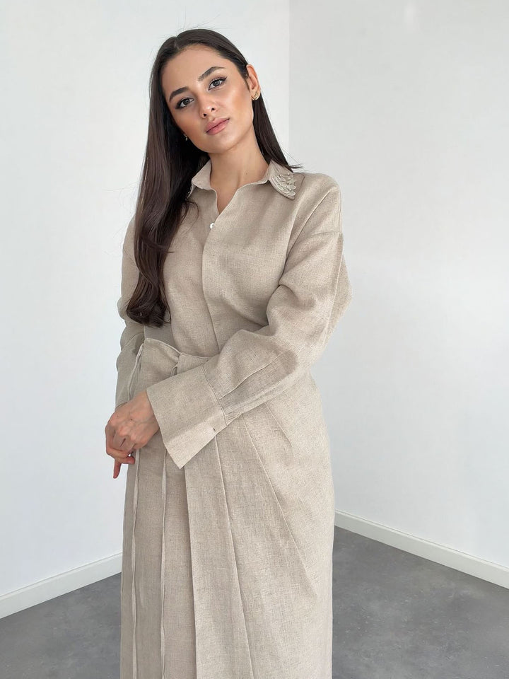 Casual Tie-front Shirt Two-piece Set