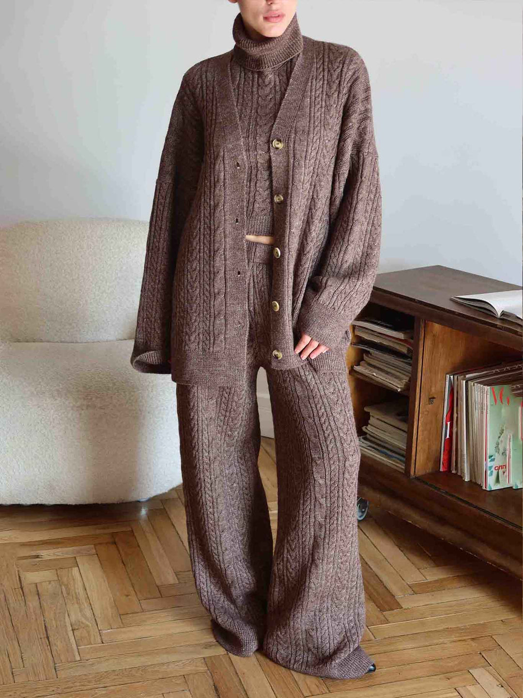 Casual Twist Fashion Wide Leg Woolen Pants
