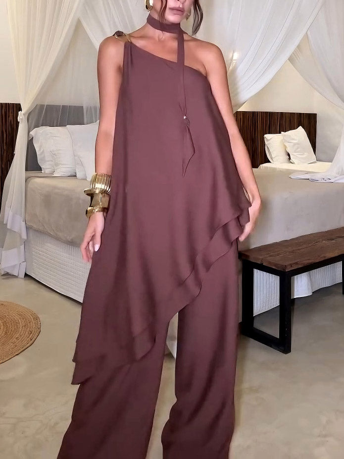 Exquisite Double-Layered Irregular Flowy Top