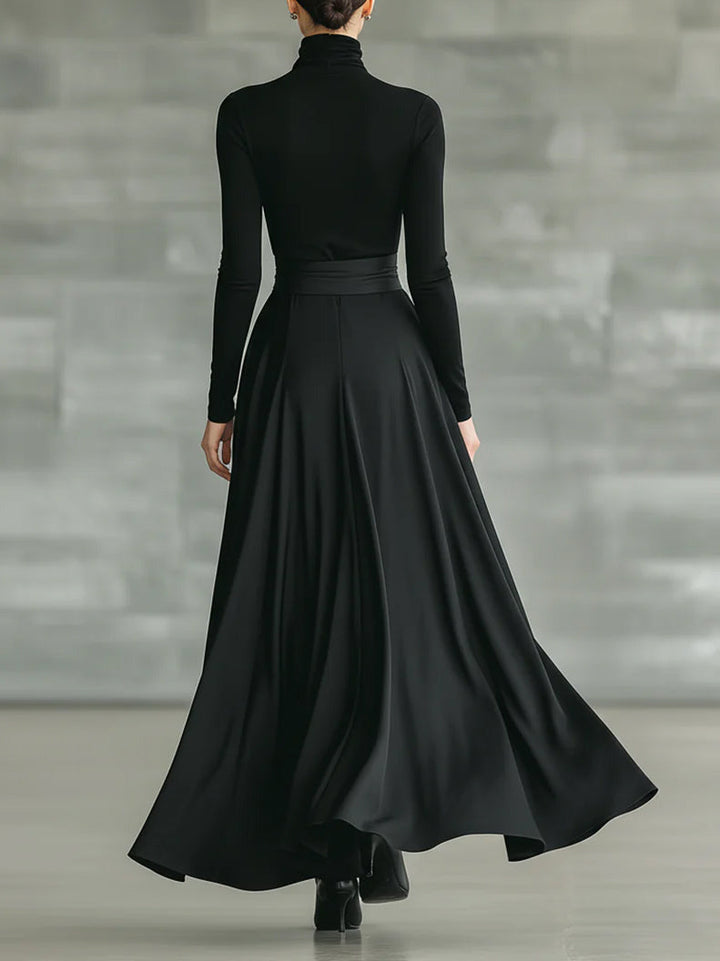 Casual Satin Tie-waist Skirt Two-piece Set