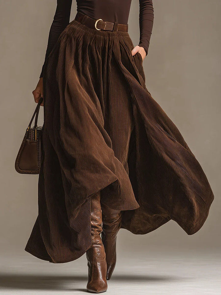 Retro Corduroy Skirt Two-Piece Set