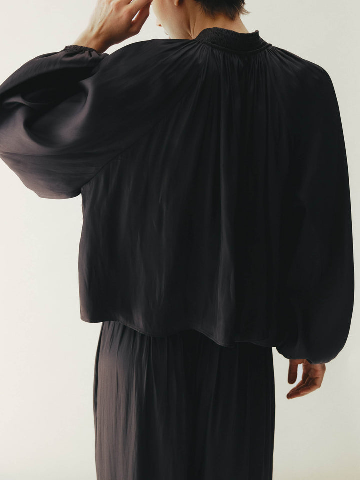 Elegant Satin Long Sleeve Top & Harem Pants Two-Piece Set