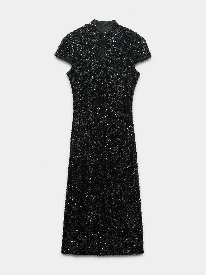 Exquisite Sequin Embellished Midi Dress