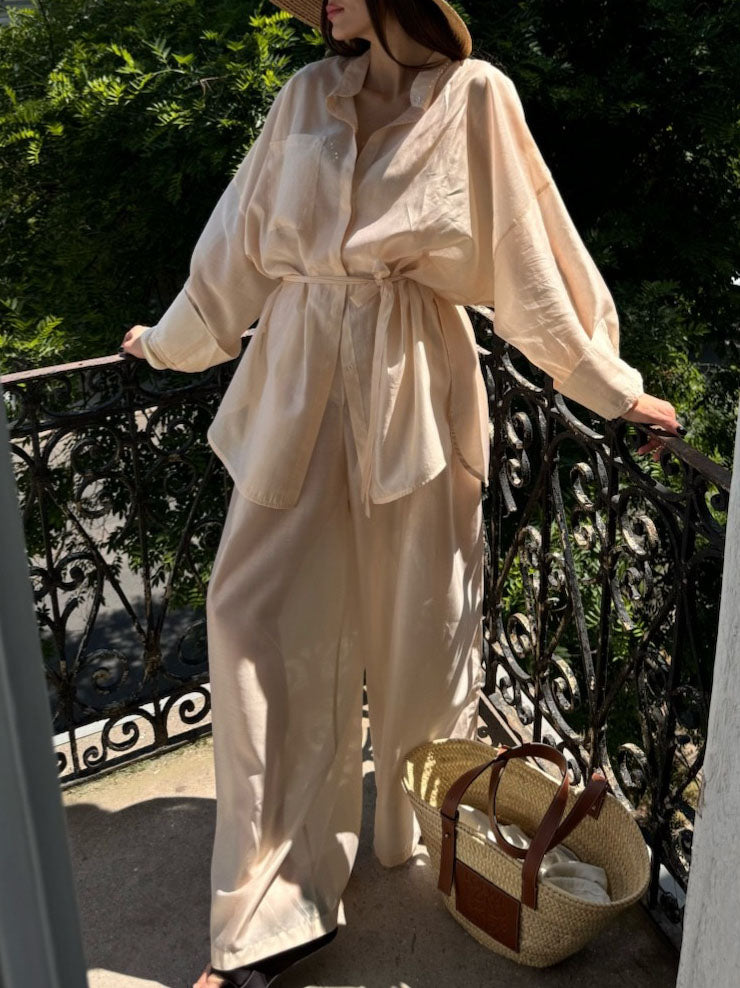 Elegant Sheer Wide-Leg Pants