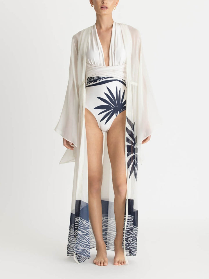 Sexy Palm Tree Print One-Piece Swimsuit