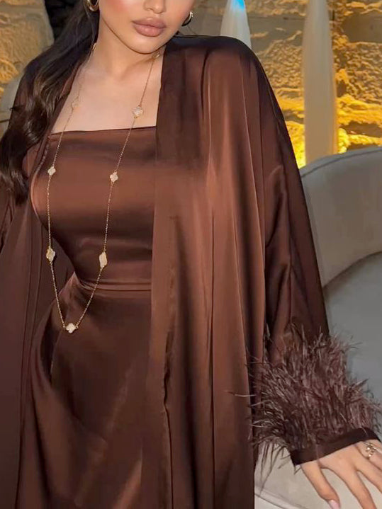 Elegant Slip Dress And Shawl Two-piece Set