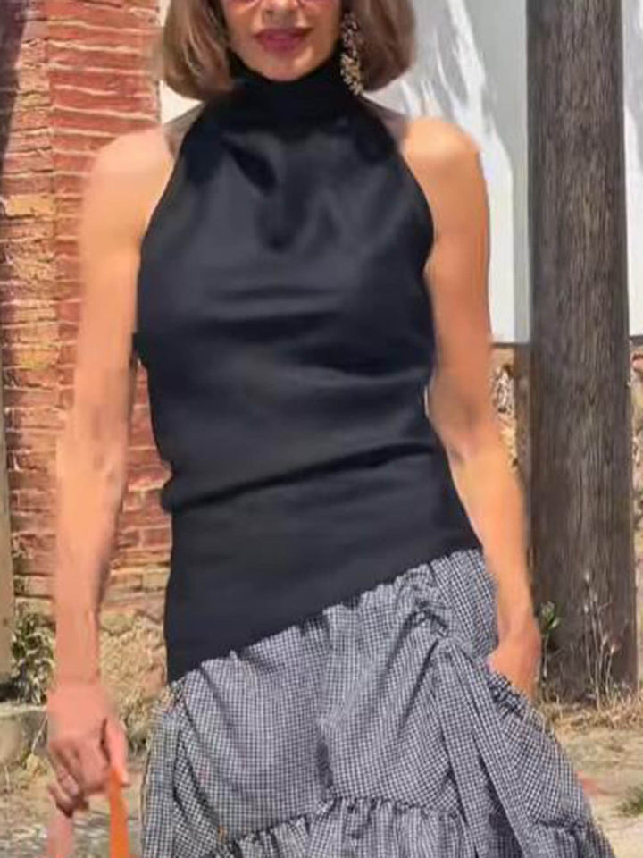 Classic Halter Neck Tie Hollow Vest Top