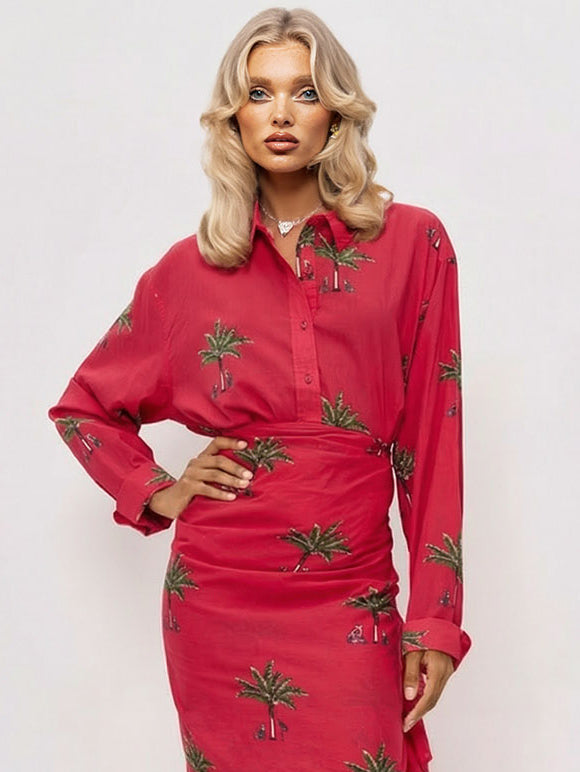 Casual Printed Wrap-Style Tie-Front Skirt