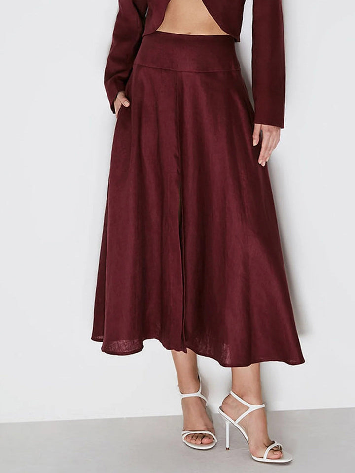 Elegant Front Slit A-line Skirt