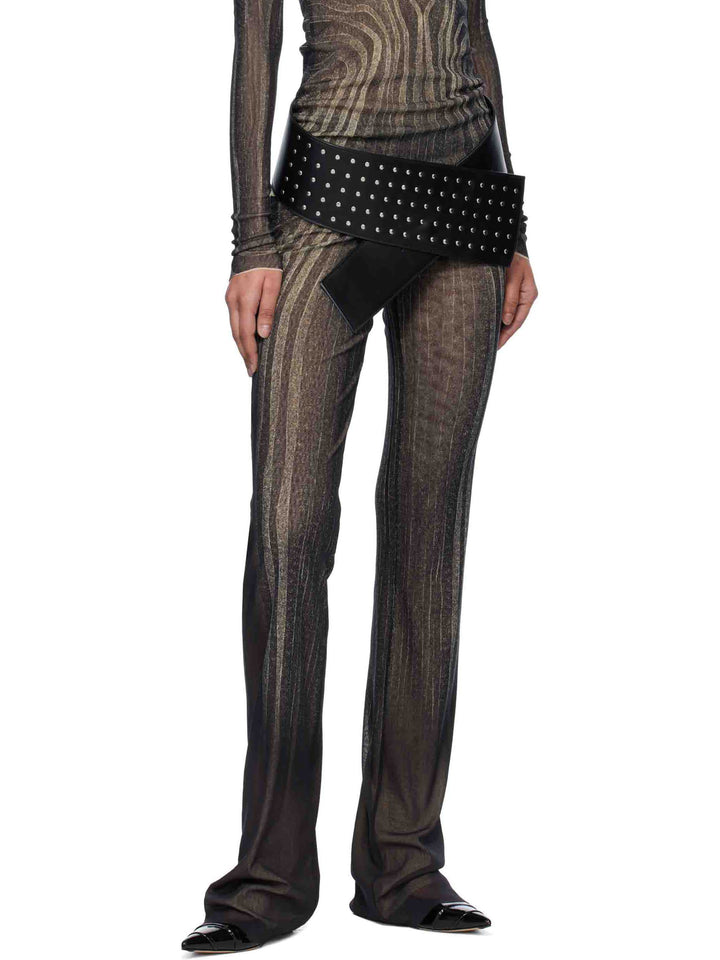 Abstract Print Stretch Knit Wide-Leg Pants