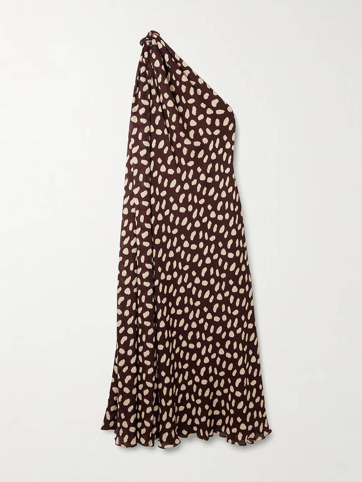 Elegant Freedom One-Shoulder Printed Maxi Dress