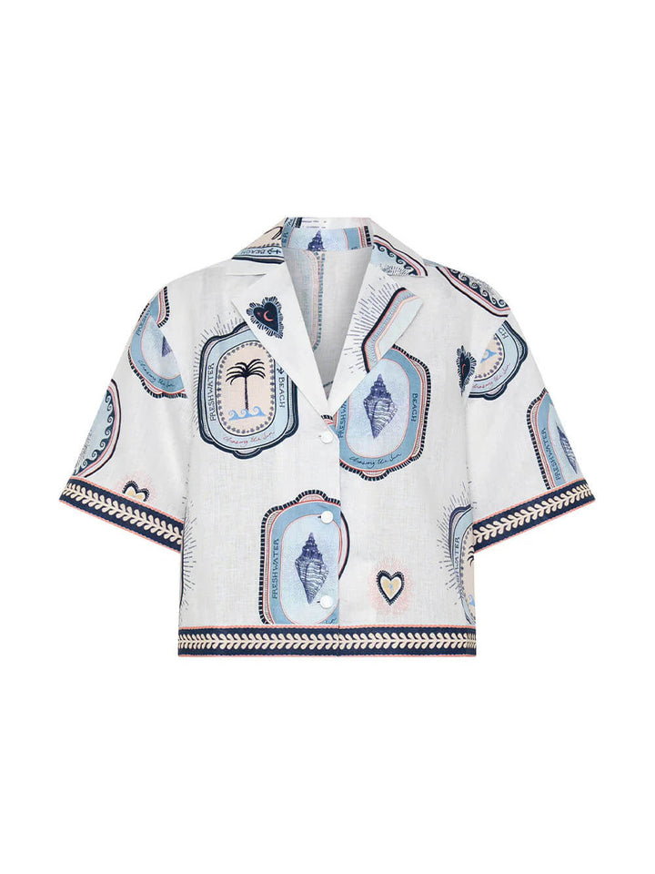 Retro Seashell Print Loose Top