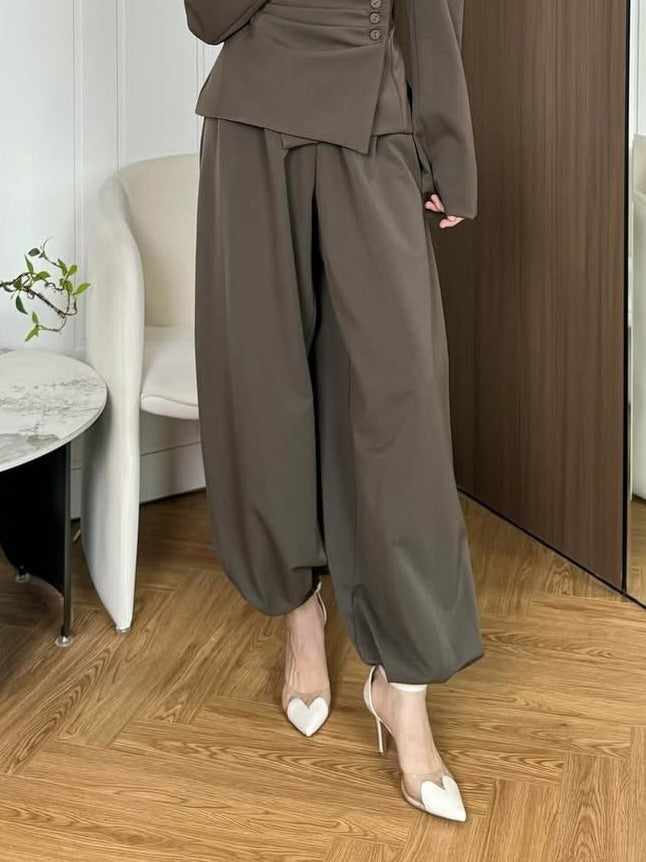 Elegant Asymmetrical Blazer Two-Piece Set