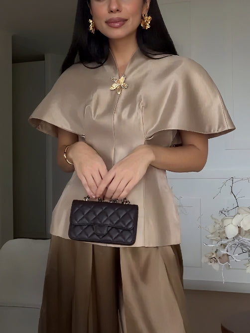 Exquisite High-waisted Satin Wide-leg Pants