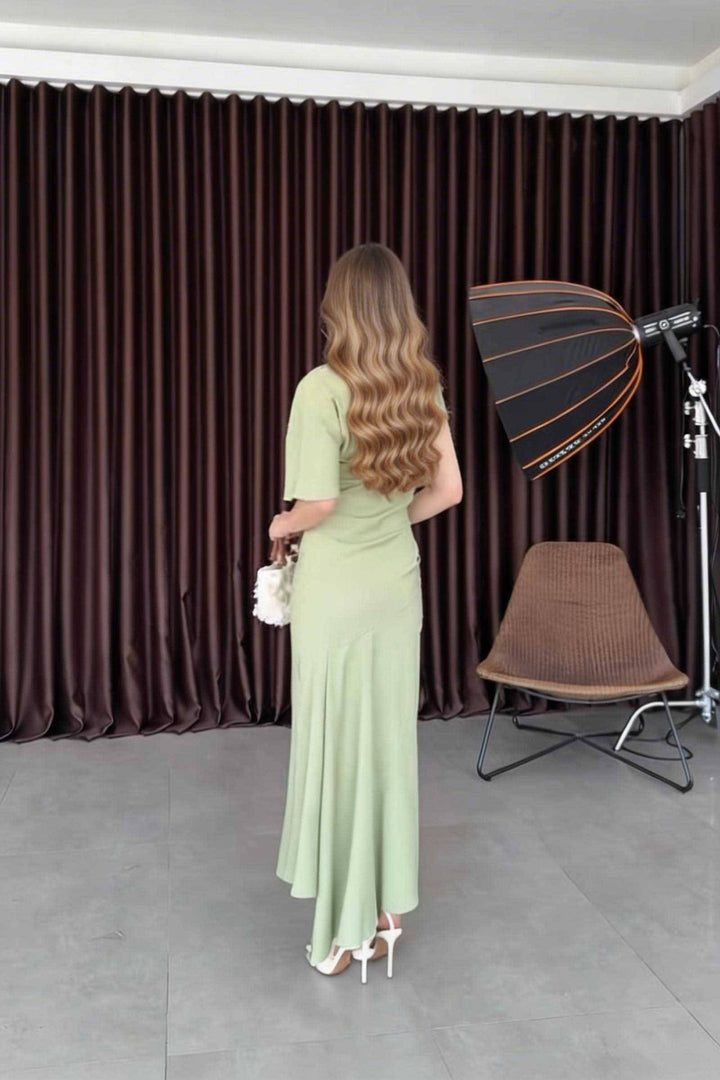 One-Sleeve Irregular Hem Dress