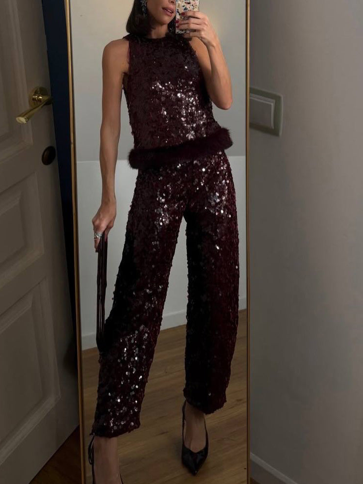 Exquisite Sequined Pants