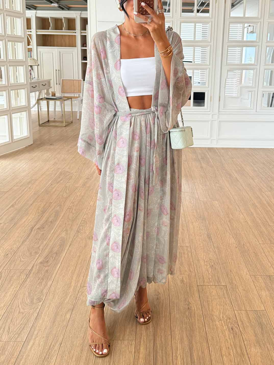 Exquisite Floral Print Chiffon Bloomers