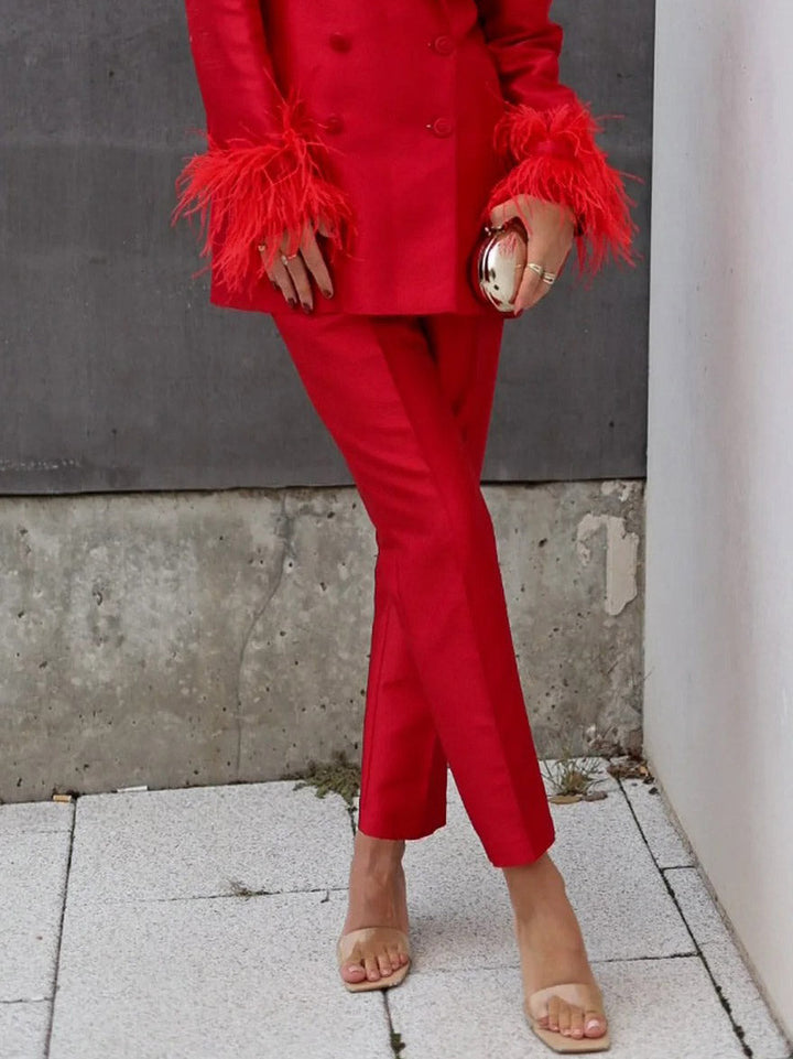 Elegant Tailored Satin Straight-Leg Pants