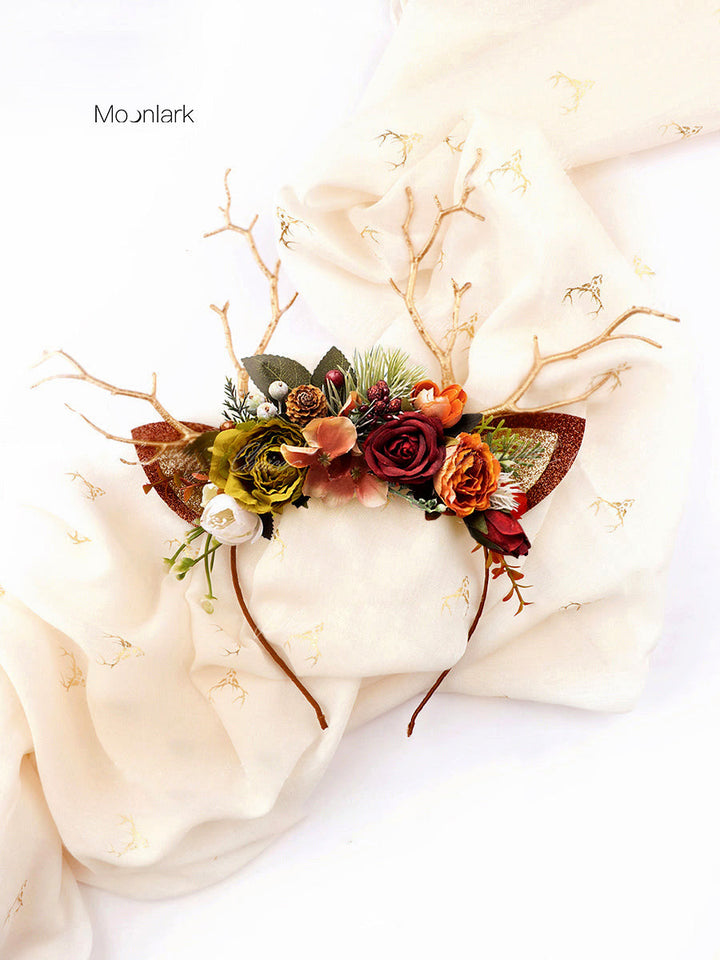 Sunset Terracotta Christmas Reindeer Headband