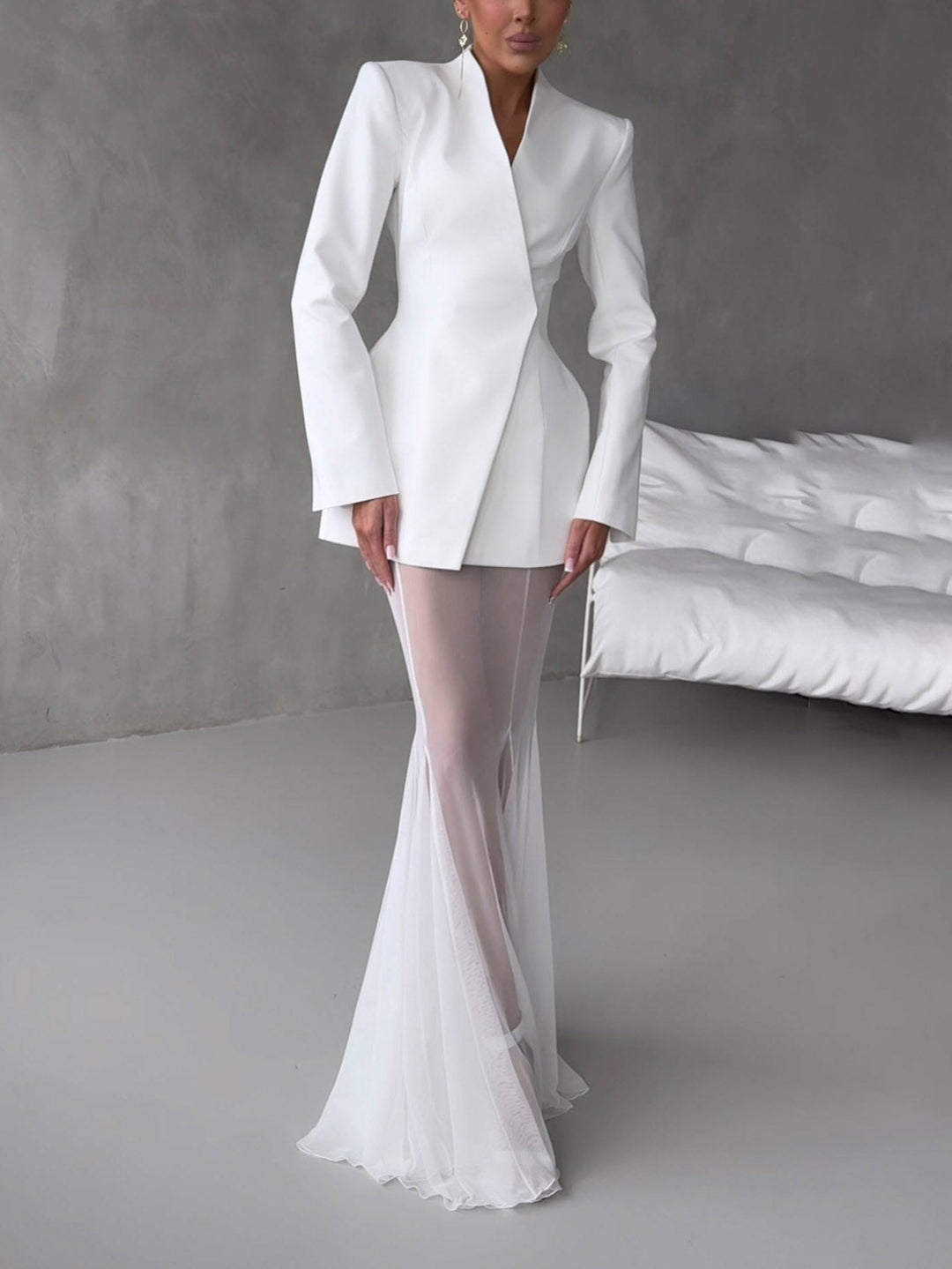 Elegant Sheer Mesh Flared Skirt