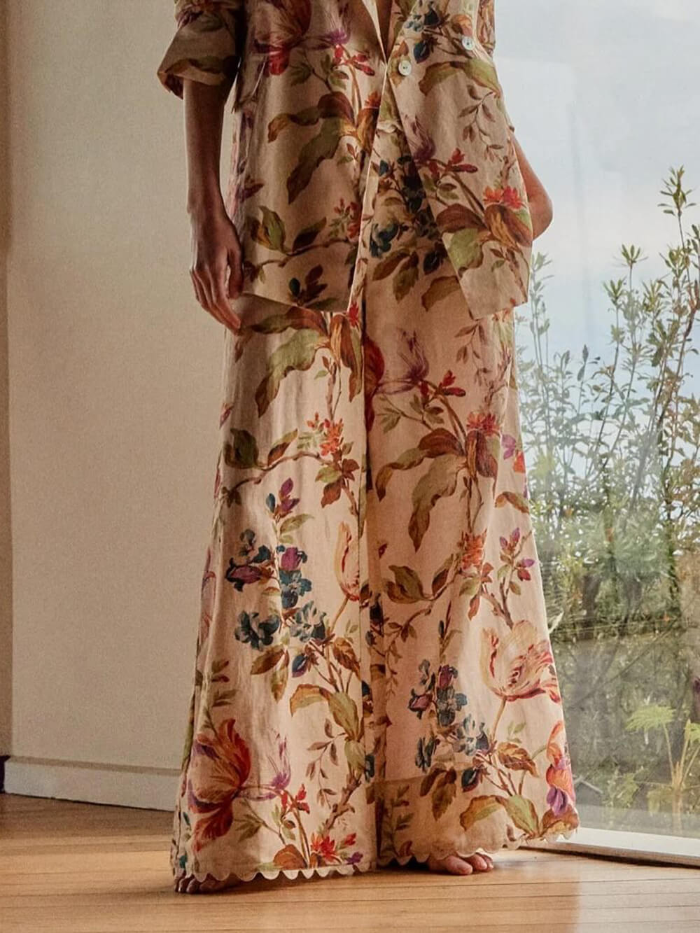 Exquisite Retro Floral Print Lapel Blazer