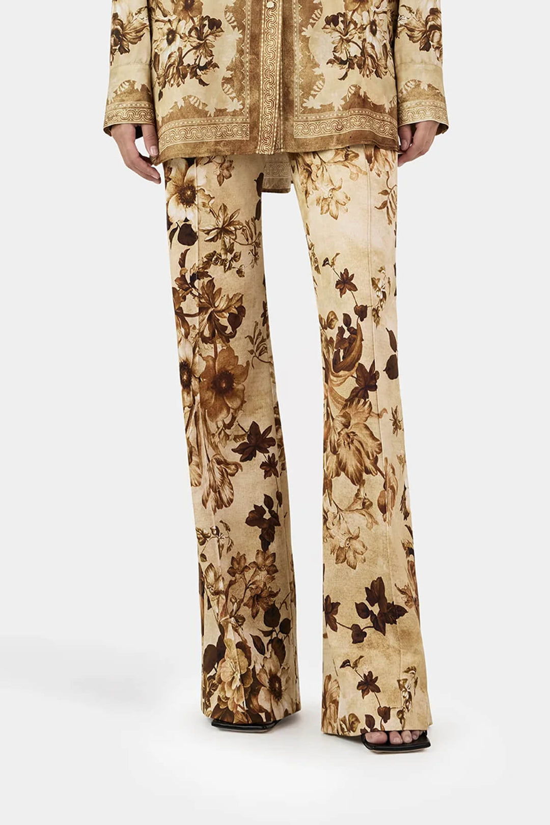 Unique Modern Floral Print Loose-Fitting Button-Down Shirt